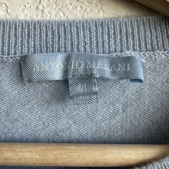 Antonio Melanie cashmere Pullover Blue Classic Preppy Sweater M - Picture 3 of 8